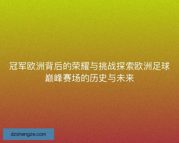 冠军欧洲背后的荣耀与挑战探索欧洲足球巅峰赛场的历史与未来
